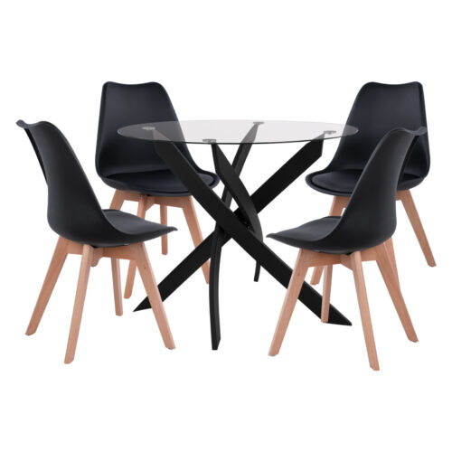 ΣΕΤ ΤΡΑΠΕΖΑΡΙΑΣ 5ΤΜΧ ΤΡΑΠΕΖΙ Φ90X74 & 4 ΚΑΡΕΚΛΕΣ VEGAS ΜΑΥΡΕΣ HM11692.02 (x1)