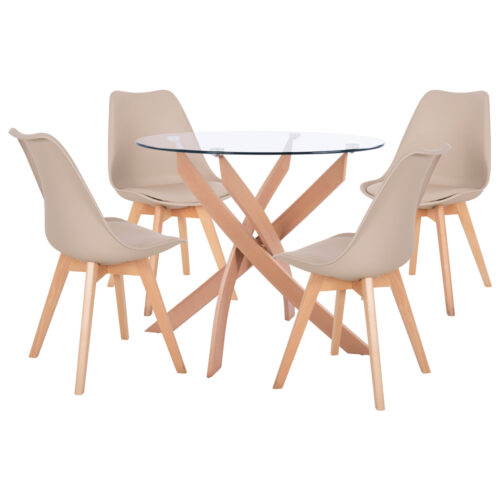 ΣΕΤ ΤΡΑΠΕΖΑΡΙΑΣ 5ΤΜΧ ΤΡΑΠΕΖΙ Φ90X74 & 4 ΚΑΡΕΚΛΕΣ VEGAS ΚΑΠΟΥΤΣΙΝΟ HM11693.25 (x1)