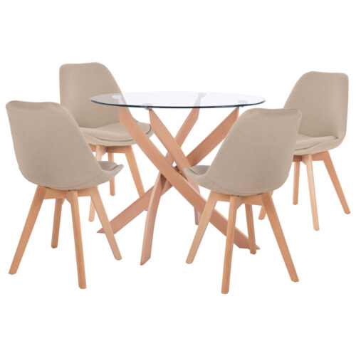 ΣΕΤ ΤΡΑΠΕΖΑΡΙΑΣ 5ΤΜΧ ΤΡΑΠΕΖΙ Φ90X74 & 4 ΚΑΡΕΚΛΕΣ VEGAS ΜΕ ΜΠΕΖ ΥΦΑΣΜΑ HM11693.53 (x1)