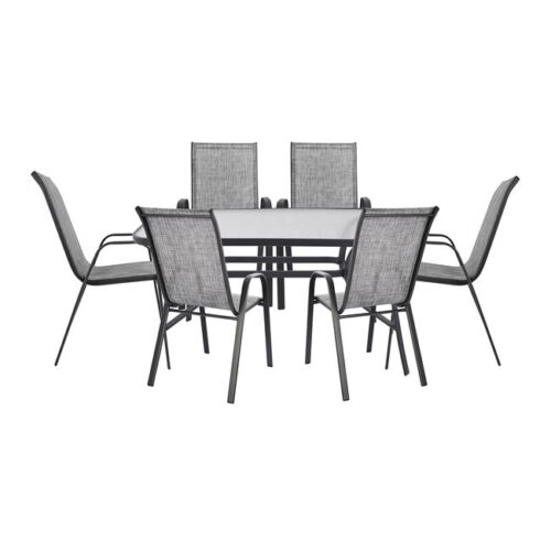 ΣΕΤ ΤΡΑΠΕΖΑΡΙΑΣ 7ΤΜΧ 140X80 BRUNO & 6TMX LEON ΠΟΛΥΘΡΟΝΑ ΓΚΡΙ (x1)