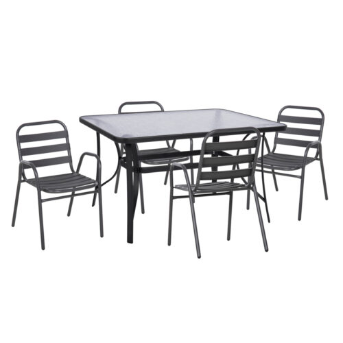 ΣΕΤ ΤΡΑΠΕΖΑΡΙΑΣ ΕΞ.ΧΩΡΟΥ 5ΤΜΧ PRELUDE HM21032 ΓΚΡΙ ΜΕΤΑΛΛΟ & ΑΛΟΥΜΙΝΙΟ (x1)