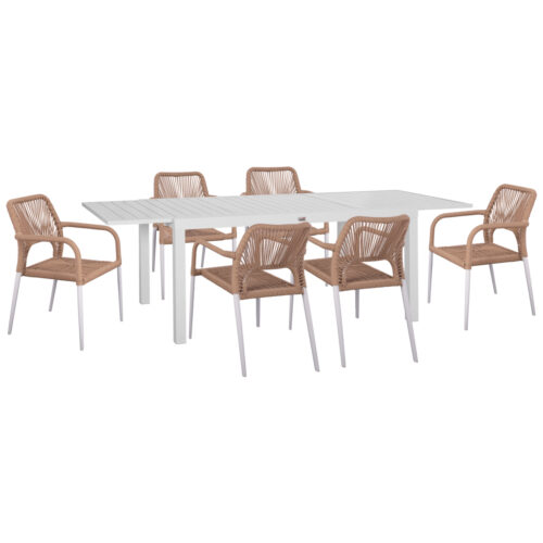 ΣΕΤ ΤΡΑΠΕΖΑΡΙΑΣ ΕΞ.ΧΩΡΟΥ 7ΤΜΧ KRUM HM21131 ΛΕΥΚΟ ΑΛΟΥΜΙΝΙΟ--P.E.RATTAN (x1)