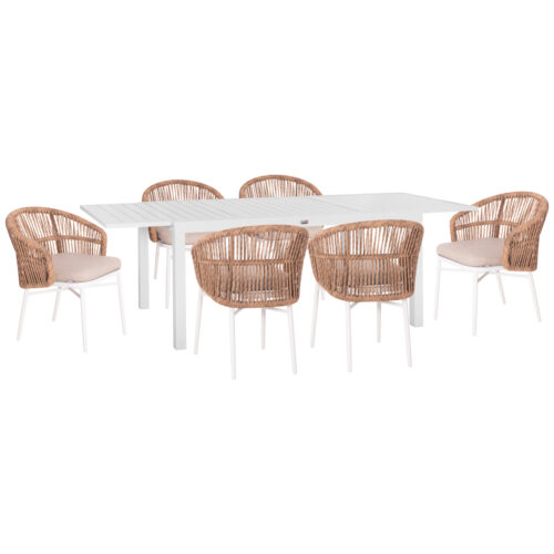 ΣΕΤ ΤΡΑΠΕΖΑΡΙΑΣ ΕΞ.ΧΩΡΟΥ 7ΤΜΧ KRUM HM21148 ΛΕΥΚΟ ΑΛΟΥΜΙΝΙΟ-P.E.RATTAN (x1)