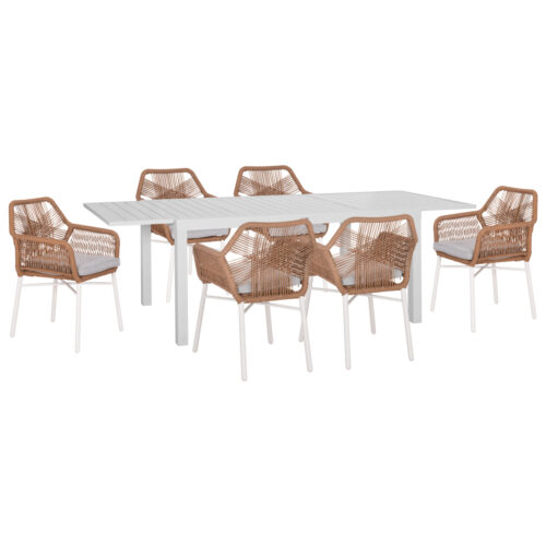 ΣΕΤ ΤΡΑΠΕΖΑΡΙΑΣ ΕΞ.ΧΩΡΟΥ 7ΤΜΧ KRUM HM21132 ΛΕΥΚΟ ΑΛΟΥΜΙΝΙΟ--P.E.TWISTED RATTAN (x1)