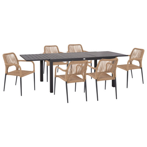 ΣΕΤ ΤΡΑΠΕΖΑΡΙΑΣ ΕΞ.ΧΩΡΟΥ 7ΤΜΧ KRUM HM21150 ΣΚΟΥΡΟ ΓΚΡΙ ΑΛΟΥΜΙΝΙΟ-P.E.TWISTED RATTAN (x1)