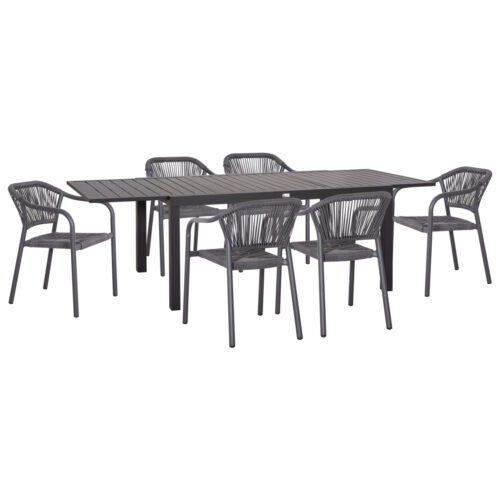 ΣΕΤ ΤΡΑΠΕΖΑΡΙΑΣ ΕΞ.ΧΩΡΟΥ 7ΤΜΧ KRUM HM21153 ΣΚΟΥΡΟ ΓΚΡΙ ΑΛΟΥΜΙΝΙΟ-P.E.TWISTED RATTAN (x1)