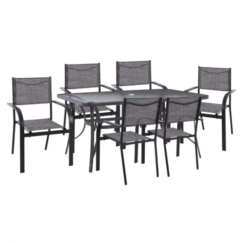 ΣΕΤ ΤΡΑΠΕΖΑΡΙΑΣ 7 ΤΜΧ ΤΡΑΠΕΖΙ ΓΚΡΙ 150X90 ΚΑΙ ΠΟΛΥΘΡΟΝΑ TEXTLINE ΓΚΡΙ HM11532.01 (x1)