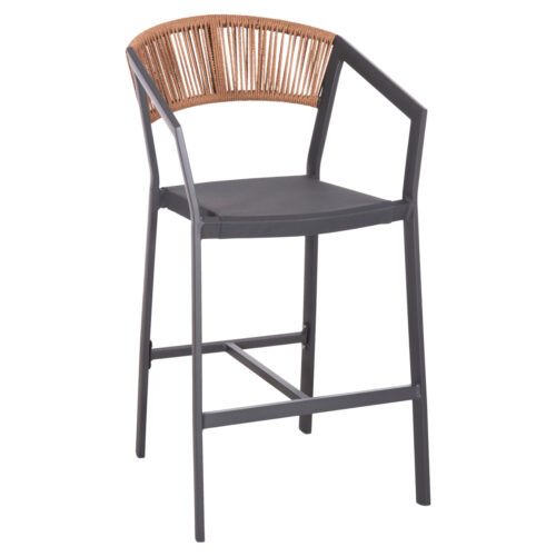 ΣΚΑΜΠΟ ΑΛΟΥΜΙΝΙΟΥ MIRI ΑΝΘΡΑΚΙ HM5892.11 ΜΕΣΑΙΟΥ ΥΨΟΥΣ ΜΕ ΜΠΡΑΤΣΑ RATTAN & TEXTLINE 55x56,5x99Yεκ. (x1)