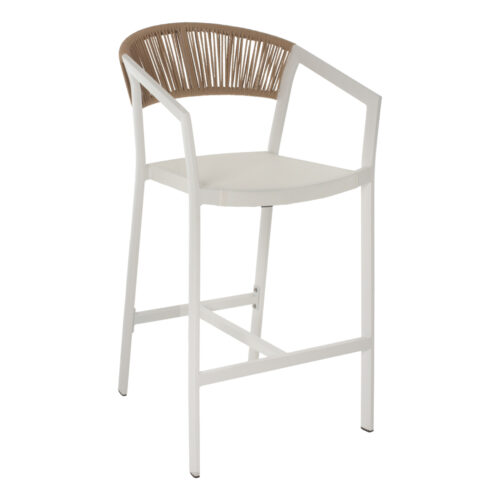 ΣΚΑΜΠΟ ΑΛΟΥΜΙΝΙΟΥ MIRI ΛΕΥΚΟ ΜΕ ΜΠΡΑΤΣΑ RATTAN & TEXTLINE 56x58x105Yεκ. HM5892.22 (x1)