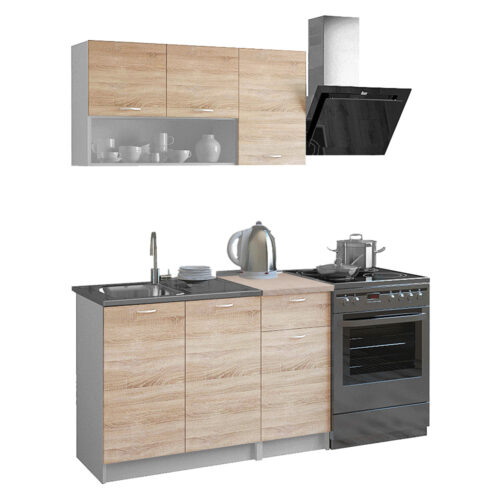 ΣΥΝΘΕΣΗ ΚΟΥΖΙΝΑΣ JADIEL ΜΕΛΑΜΙΝΗ ΜΕ ΠΑΓΚΟ SONAMA-ΛΕΥΚΟ HM2440 120x46-29,2 εκ. (x1)