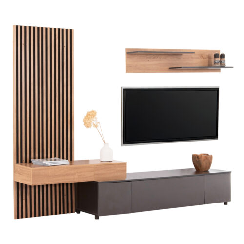 ΣΥΝΘΕΣΗ ΤΗΛΕΟΡΑΣΗΣ DORT HM18076.02 ΜΕΛΑΜΙΝΗ ΣΕ ΣΟΝΑΜΑ-ΣΚΟΥΡΟ ΓΚΡΙ 249.5x42.2x199.5Υεκ (x1)