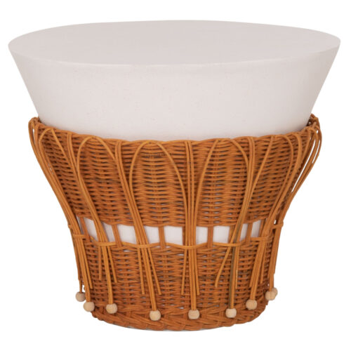 ΤΡΑΠΕΖΙ ΒΟΗΘΗΤΙΚΟ PERRAL HM18164.02S FIBER CEMENT ΛΕΥΚΟ-ΦΥΣΙΚΟ RATTAN--Φ42x36Υεκ (x1)