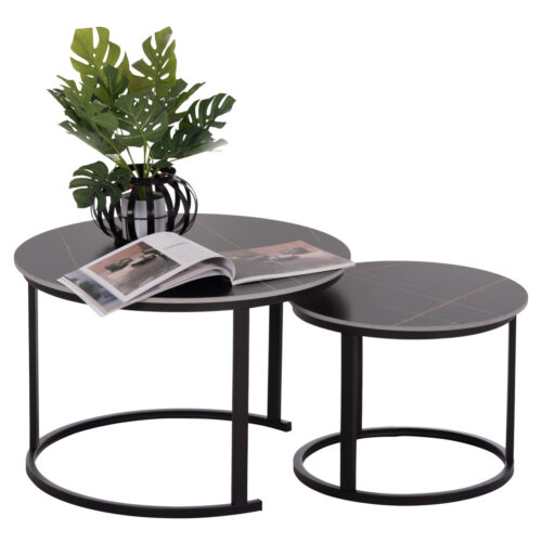 ΤΡΑΠΕΖΙ ΣΑΛΟΝΙΟΥ 2ΤΜΧ TALOS ΚΕΡΑΜΙΚΟ TOP ΜΕ ΟΨΗ ΜΑΥΡΟΥ ΜΑΡΜΑΡΟΥ HM18140.02 Φ70+Φ50 (x1)