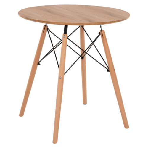 ΤΡΑΠΕΖΙ MINIMAL ΣΤΡΟΓΓΥΛΟ HM0059.04 MDF ΣΕ ΦΥΣΙΚΟ-ΠΟΔΙΑ ΟΞΙΑΣ ΦΥΣΙΚΟ Φ80Χ72Υεκ. (x1)