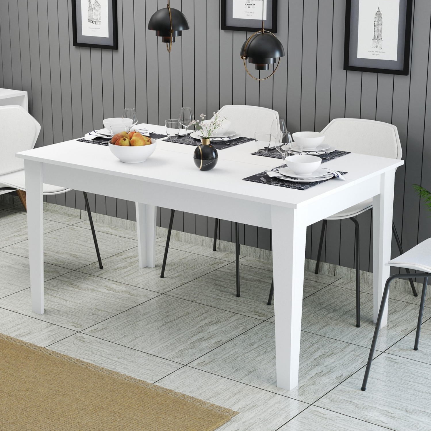 ΤΡΑΠΕΖΙ ΤΡΑΠΕΖΑΡΙΑΣ STANDARD HM9507.06 ΜΕΛΑΜΙΝΗ ΛΕΥΚΗ ΜΕ ΑΠΟΘΗΚ.ΧΩΡΟ 145x88x75Yεκ. (x1) - Image 3