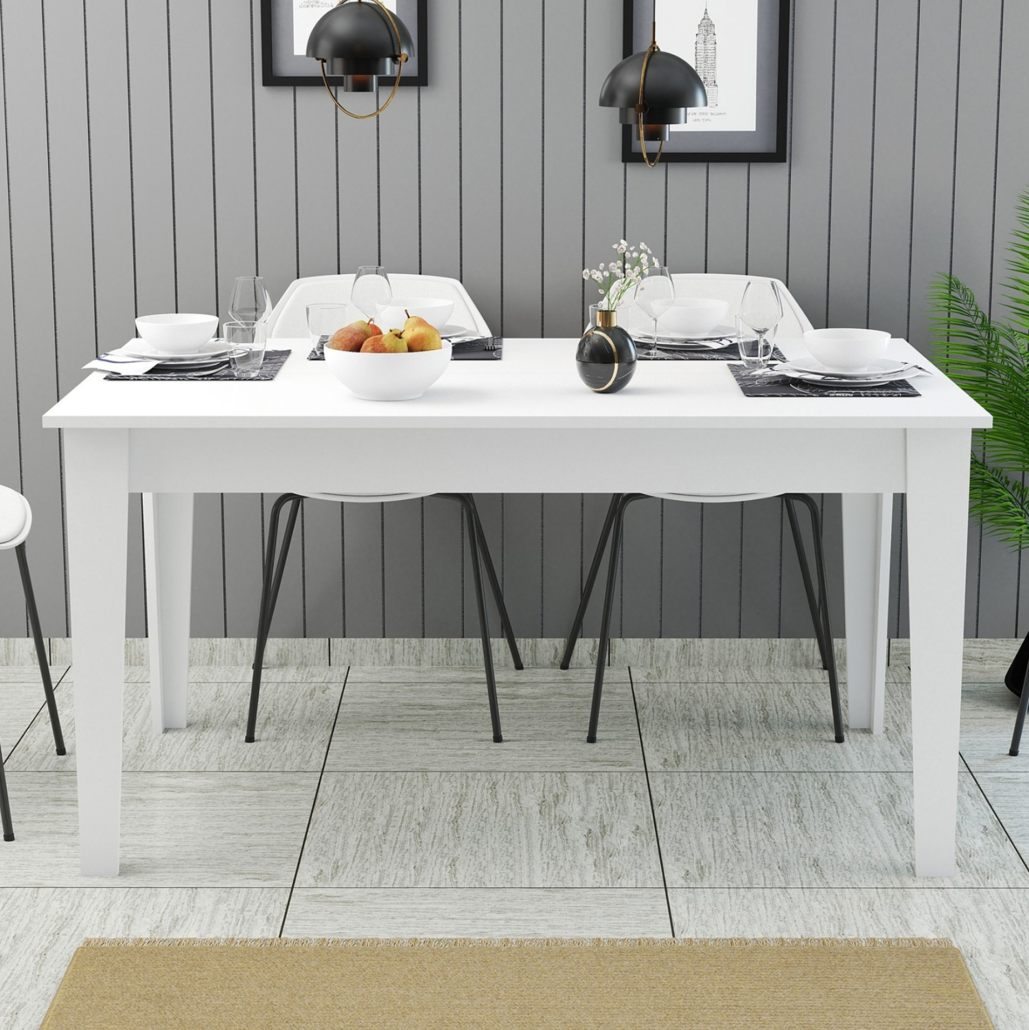 ΤΡΑΠΕΖΙ ΤΡΑΠΕΖΑΡΙΑΣ STANDARD HM9507.06 ΜΕΛΑΜΙΝΗ ΛΕΥΚΗ ΜΕ ΑΠΟΘΗΚ.ΧΩΡΟ 145x88x75Yεκ. (x1) - Image 4