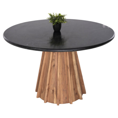 ΤΡΑΠΕΖΙ ΤΡΑΠΕΖΑΡΙΑΣ ΣΤΡΟΓΓΥΛΟ DRAXX HM9687 ΜΑΣΙΦ ΞΥΛΟ ΑΚΑΚΙΑΣ-ΕΠΙΦΑΝΕΙΑ ΜΑΥΡΟ ΜΑΡΜΑΡΟ Φ120x76Υεκ (x1)