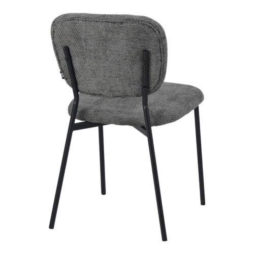 Καρέκλα Cathair pakoworld μπουκλέ ύφασμα σε γκρι απόχρωση με μαύρα μεταλλικά πόδια 48x53x82εκ (x4)