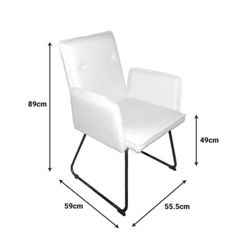 Πολυθρόνα Essential pakoworld ύφασμα λευκό-πόδι μαύρο μεταλλικό 55.5x59x89εκ (x4)