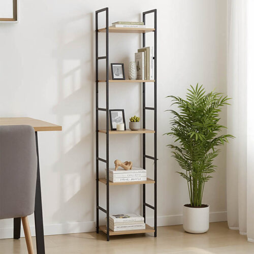 Βιβλιοθήκη Azuel pakoworld φυσικό-μαύρο μέταλλο 29x23.5x144εκ (x1)