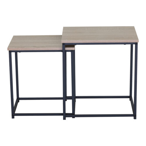 Τραπέζια σαλονιού Masuta pakoworld 2τεμ. mdf μαυρο με εφε μαρμάρου- μαύρο μέταλλο (x1)