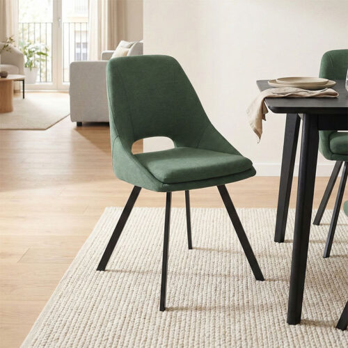 Καρέκλα Initiate pakoworld πράσινο ύφασμα-πόδι μαύρο μέταλλο 48x57x85εκ (x2)