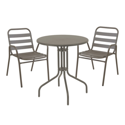 Tραπεζαρία Sussie-Vergo pakoworld σετ 3τεμ σαμπανιζέ μέταλλο-αλουμίνιο Φ60x70εκ (x1)