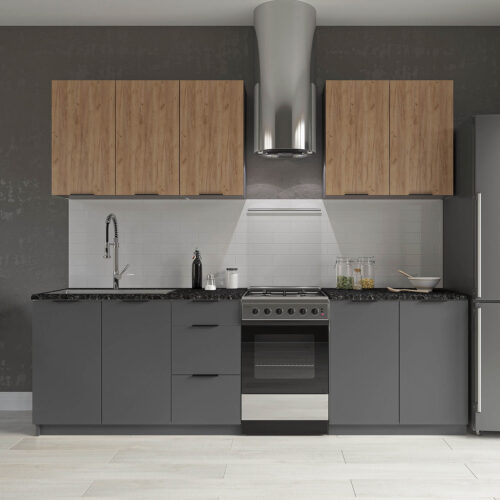 Κουζίνα Rene Craft 6 Τεμαχίων Γραφίτης-Χρυσό Δρυς