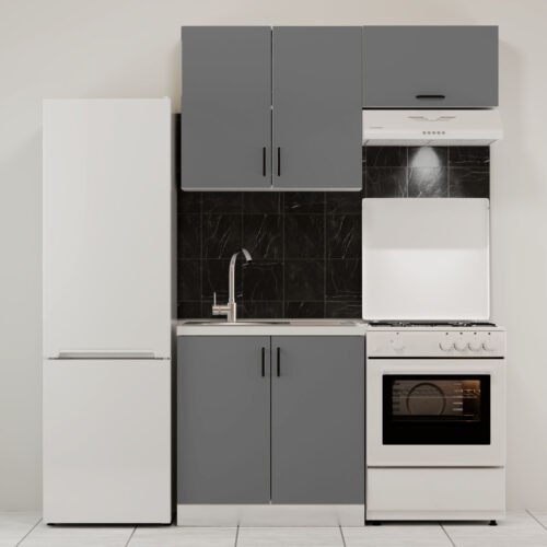 Κουζίνα Modest Σετ 3 Κουτιών Ανθρακί Άνω Κουτιά 140cm Κάτω 80cm