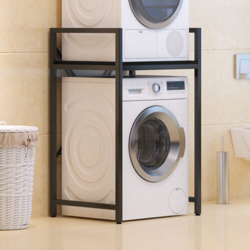 Ραφιέρα στήριξης πλυντηρίου - στεγνωτηρίου Delavar pakoworld μέταλλο μαύρο 72x60x116εκ (x1)