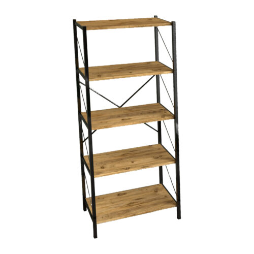 Βιβλιοθήκη Bimblem pakoworld oak με μαύρο μέταλλο 60x30x150εκ (x1)