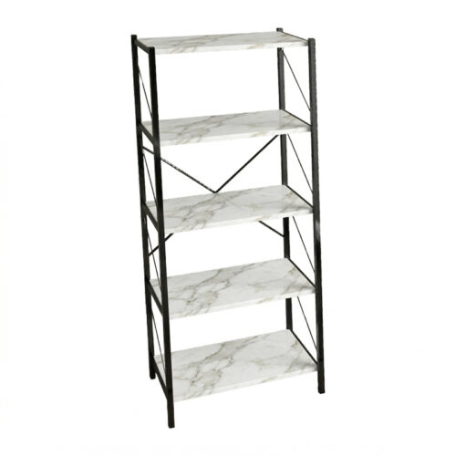 Βιβλιοθήκη Bimblem pakoworld λευκό μαρμάρου με μαύρο μέταλλο  60x30x150εκ (x1)