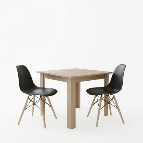 Τραπεζαρία Manka I-Julita pakoworld σετ 3τεμ σε sonoma-μαύρη απόχρωση 80x80x77εκ (x1)