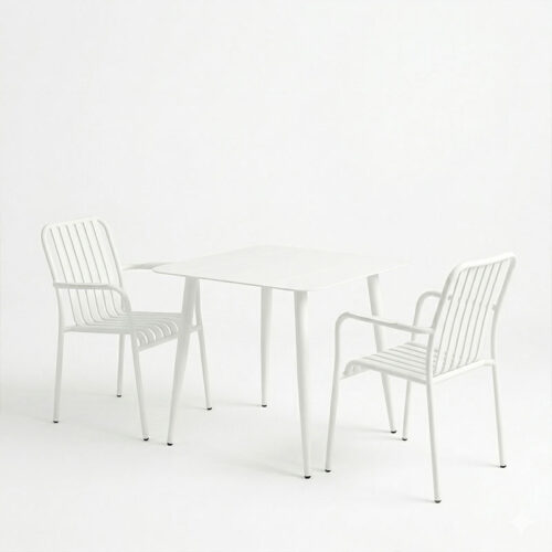 Τραπεζαρία Heven Vista pakoworld σετ 3τεμ λευκό αλουμίνιο 80x80x72εκ (x1)