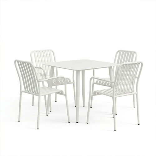 Τραπεζαρία Heven Vista pakoworld σετ 5τεμ λευκό αλουμίνιο 80x80x72εκ (x1)