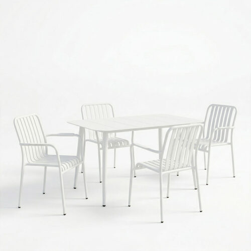 Τραπεζαρία Heven Vista pakoworld σετ 5τεμ λευκό αλουμίνιο 120x70x72εκ (x1)