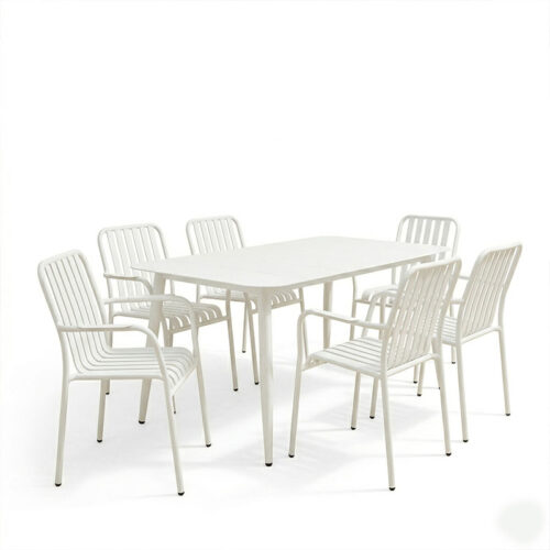 Τραπεζαρία Heven Vista pakoworld σετ 7τεμ λευκό αλουμίνιο 150x80x72εκ (x1)