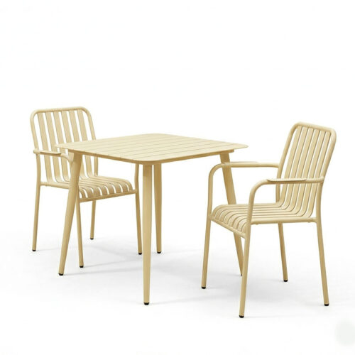 Τραπεζαρία Heven Vista pakoworld σετ 3τεμ σαμπανί αλουμίνιο 80x80x72εκ (x1)