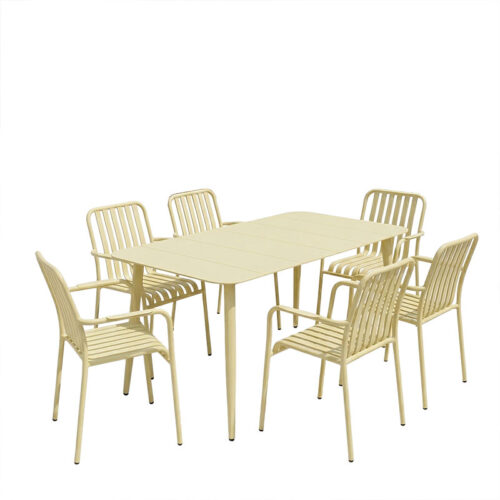 Τραπεζαρία Heven Vista pakoworld σετ 7τεμ σαμπανί αλουμίνιο 120x70x72εκ (x1)