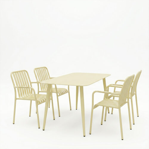 Τραπεζαρία Heven Vista pakoworld σετ 5τεμ σαμπανί αλουμίνιο 120x70x72εκ (x1)