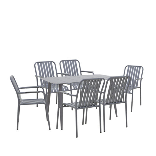 Τραπεζαρία Heven Vista pakoworld σετ 7τεμ ανθρακί αλουμίνιο 120x70x72εκ (x1)