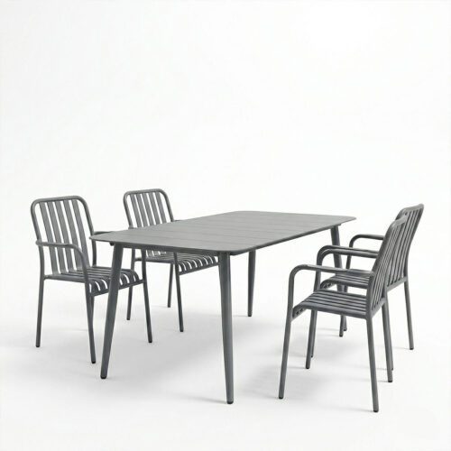 Τραπεζαρία Heven Vista pakoworld σετ 5τεμ ανθρακί αλουμίνιο 150x80x72εκ (x1)