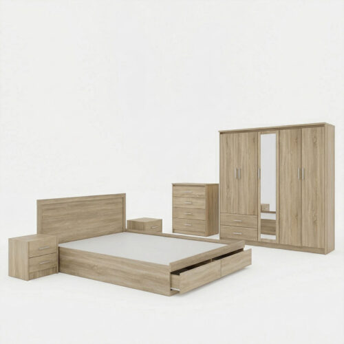 Σετ Κρεβατοκάμαρας Olympus pakoworld με Κρεβάτι sonoma 160x200εκ Σετ 5τεμ (x1)