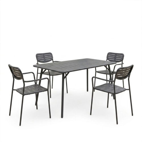 Τραπεζαρία Moraja Deraby pakoworld σετ 5τεμ μαύρο μέταλλο 140x80x72εκ (x1)