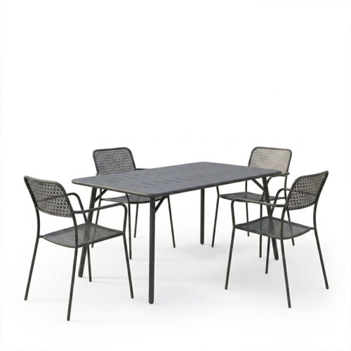 Τραπεζαρία Moraja Federal pakoworld σετ 5τεμ μαύρο μέταλλο 140x80x72εκ (x1)