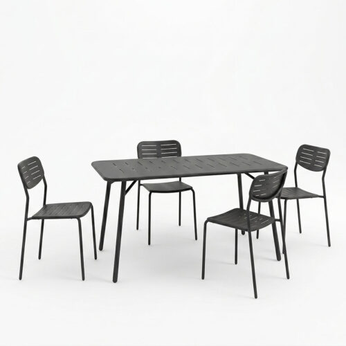 Τραπεζαρία Moraja Deraby Ι pakoworld σετ 5τεμ μαύρο μέταλλο 140x80x72εκ (x1)