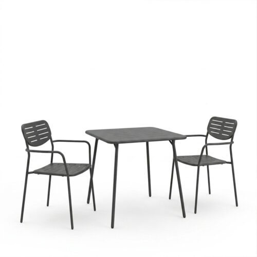 Τραπεζαρία Moraja Deraby pakoworld σετ 3τεμ μαύρο μέταλλο 70x70x73εκ (x1)