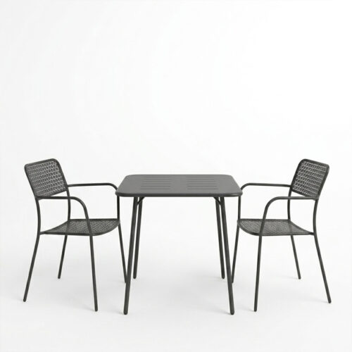 Τραπεζαρία Moraja Federal pakoworld σετ 3τεμ μαύρο μέταλλο 70x70x73εκ (x1)