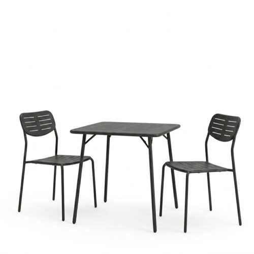 Τραπεζαρία Moraja Deraby I pakoworld σετ 3τεμ μαύρο μέταλλο 70x70x73εκ (x1)