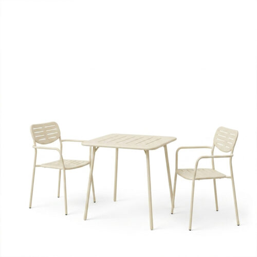 Τραπεζαρία Moraja Deraby pakoworld σετ 3τεμ κρεμ μέταλλο 70x70x73εκ (x1)